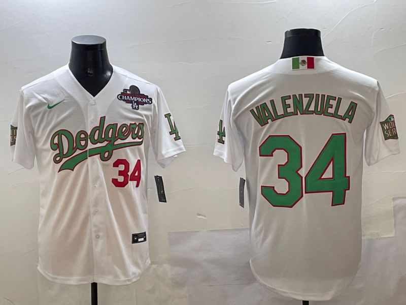 Men Los Angeles Dodgers #34 Valenzuela White Fashion Game 2025 Nike MLB Jersey style 3062